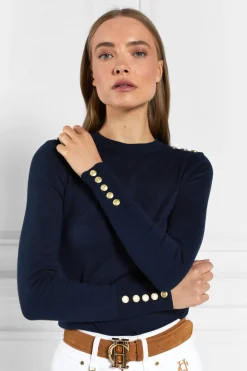 Holland Cooper Buttoned Knit Crew Neck<Women Knitwear