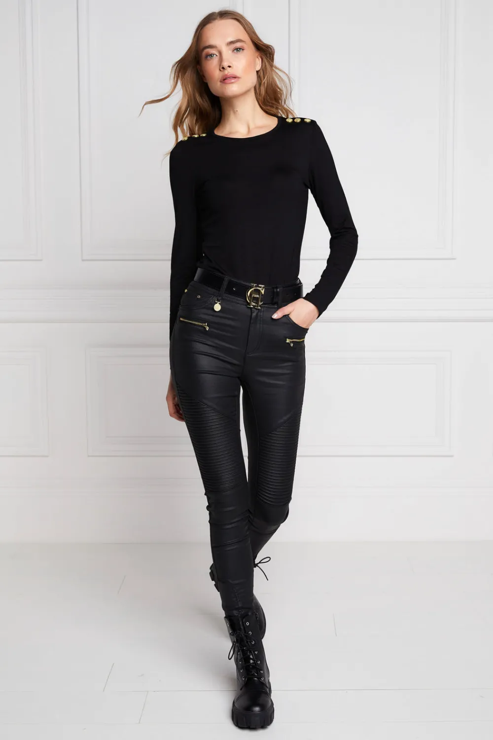 Holland Cooper Coated Biker Jean<Women Jeans