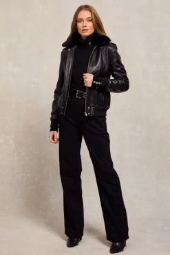 Holland Cooper Sloane Leather Bomber<Women Jackets