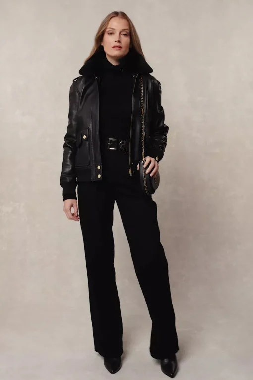 Holland Cooper Sloane Leather Bomber<Women Jackets