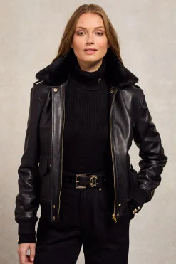 Holland Cooper Sloane Leather Bomber<Women Jackets
